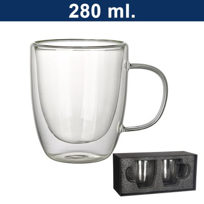 Imagen 1 de Set de 2 vasos de vidrio doble pared M8