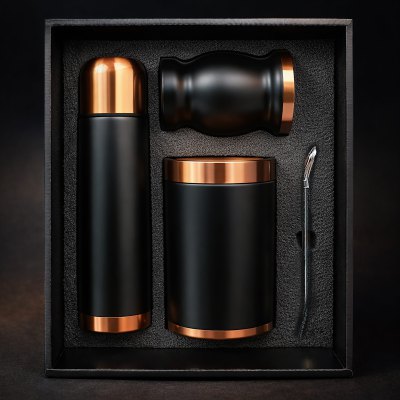 Imagen 1 de Set de Mate color Negro/Cobre con Bolso MAT02